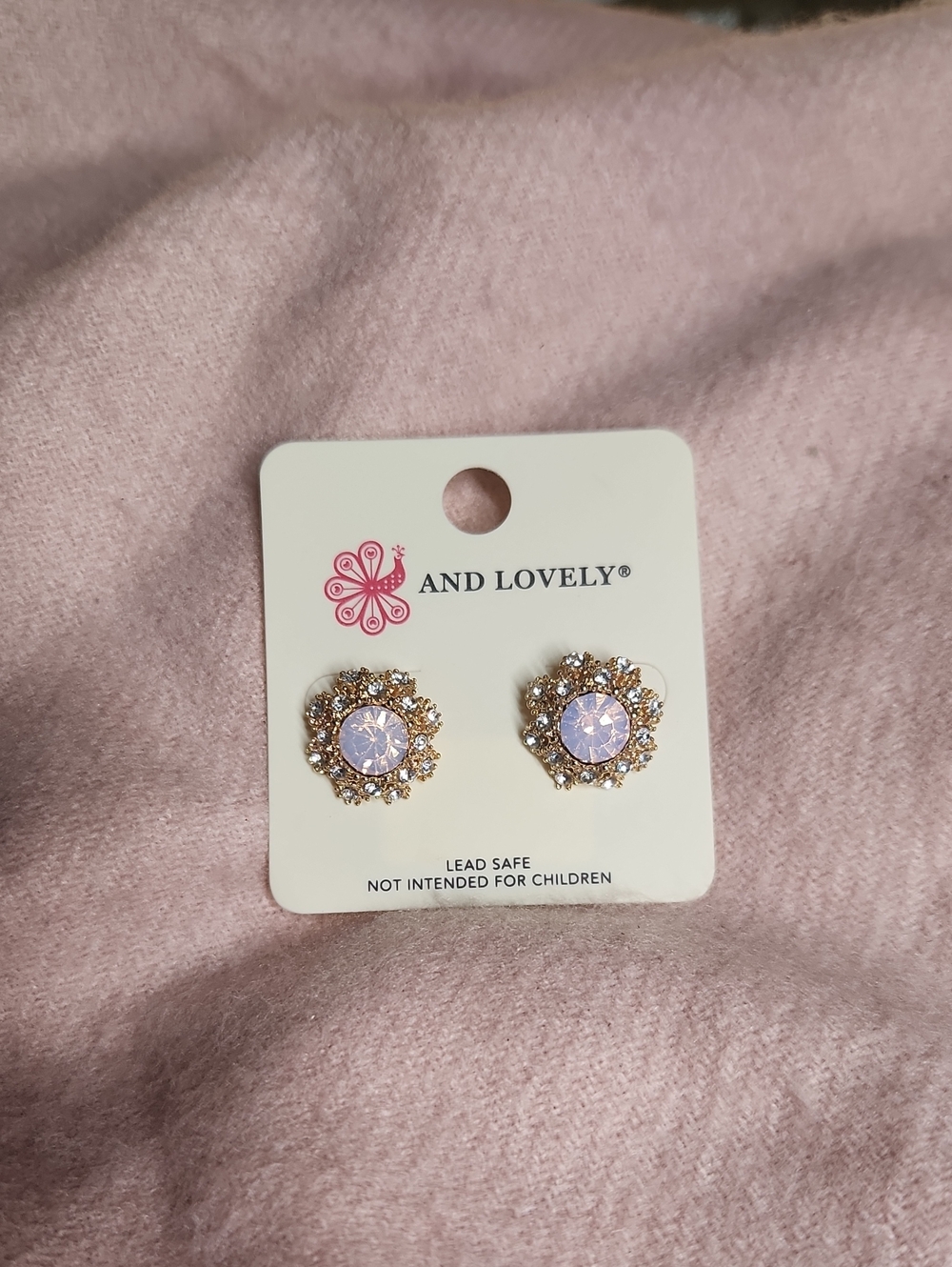 and Lovely Pink Crystal Halo Stud Earrings